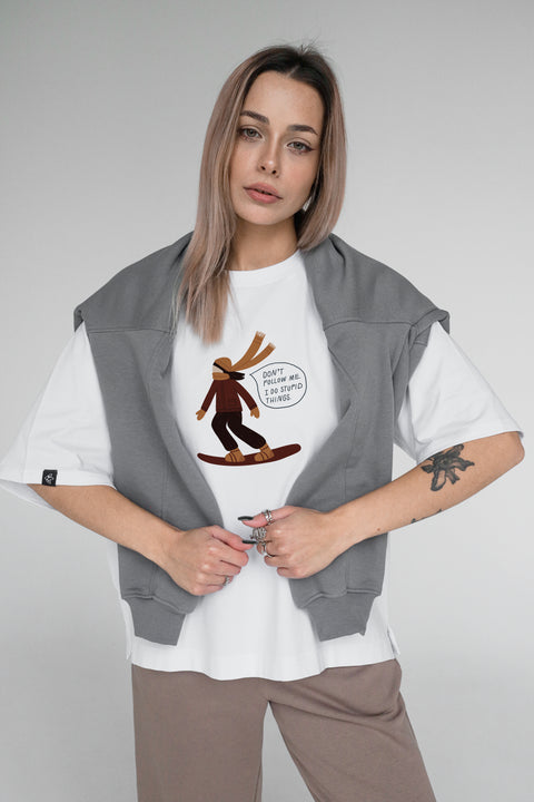 Oversize'owa koszulka unisex "Don't follow me"