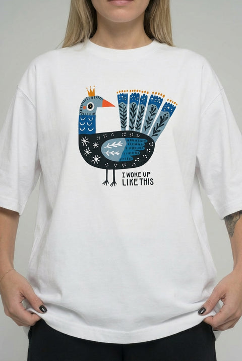 Oversize'owa koszulka "I woke up like this"
