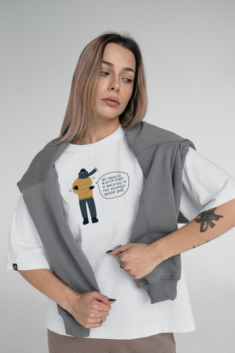 Oversize'owa koszulka unisex "Favorite winter sport"