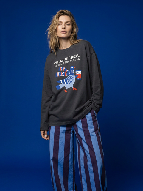 Oversized Long-Sleeve Shirt "Antisocial"