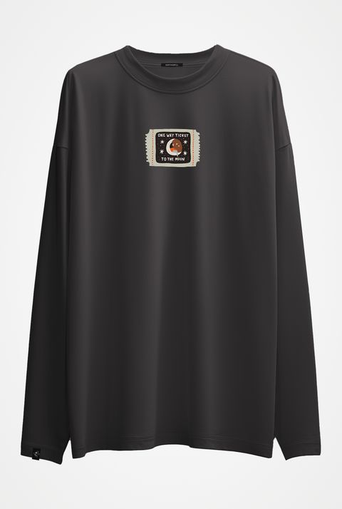Oversized Long-Sleeve Shirt "One way ticket to the moon"