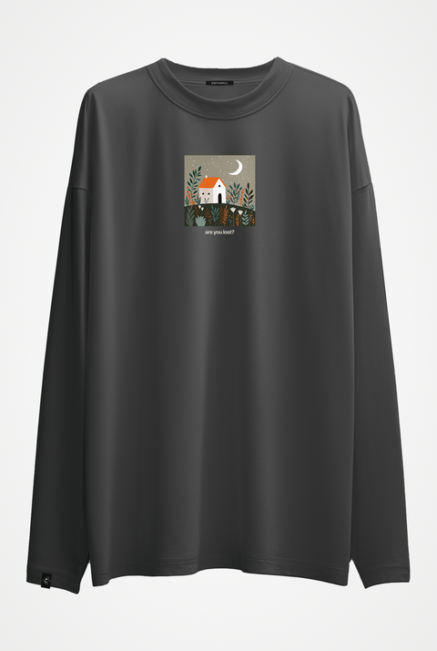 Oversized Long-Sleeve Shirt "Are you lost?"