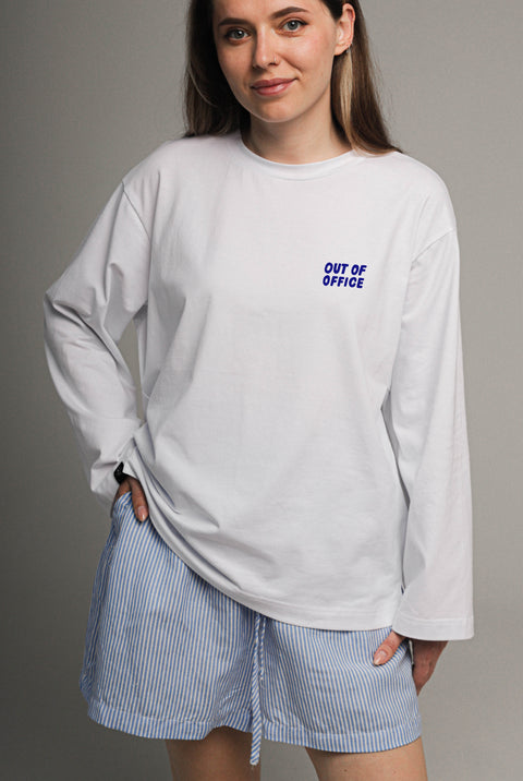 Oversized Long-Sleeve Shirt "Out of office"
