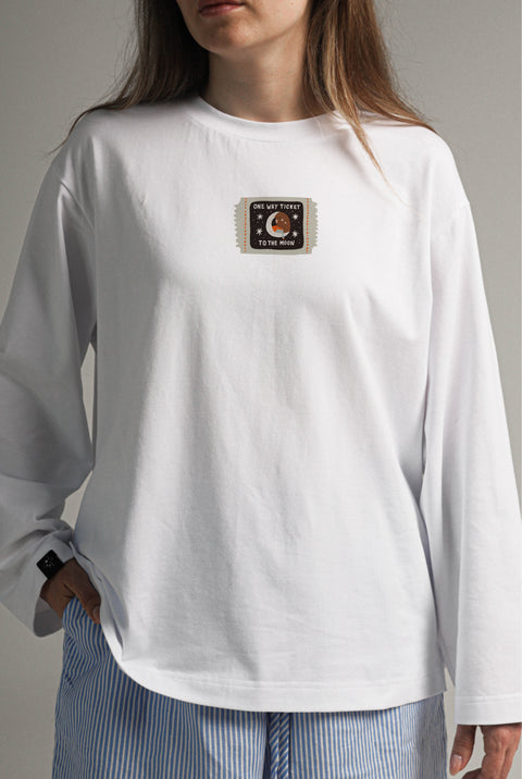 Oversized Long-Sleeve Shirt "One way ticket to the moon"