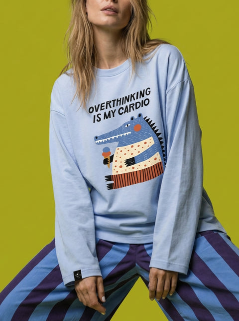 Лонгслив оверсайз "Overthinking is my cardio"
